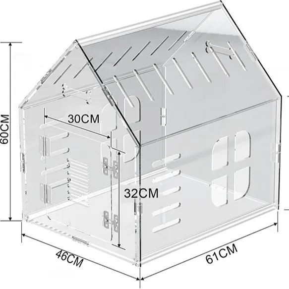 Acrylic doghouse transparent interior crate with lockable ventilation design transparent small to medium kennel furniture