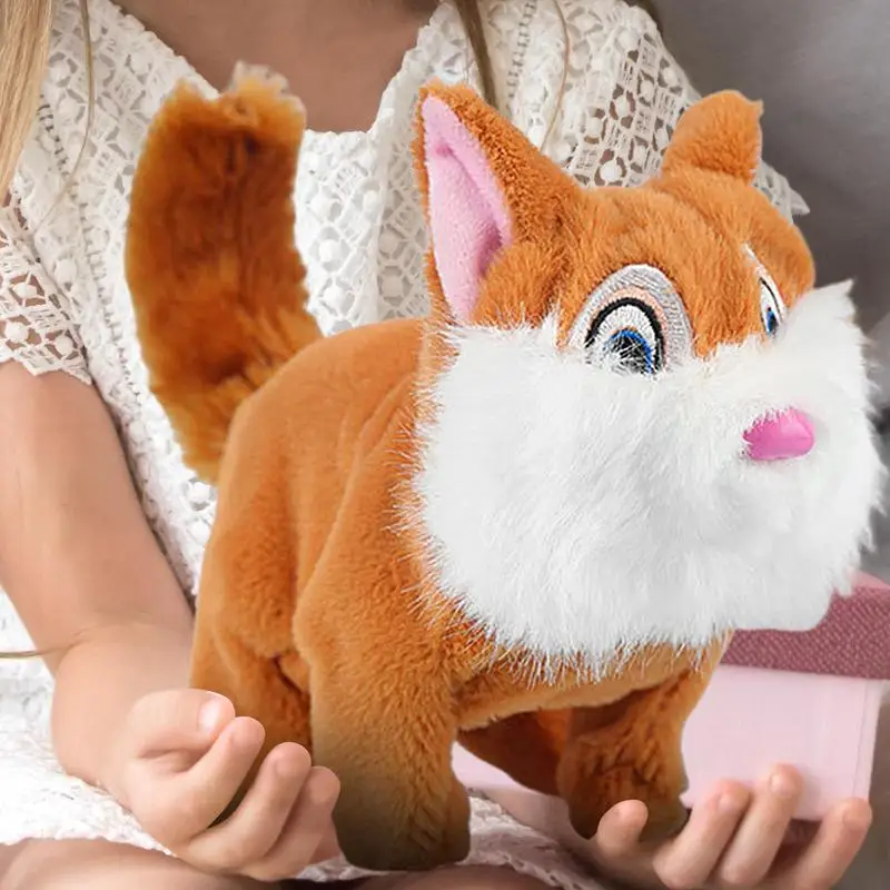 Ardilla de peluche para caminar, juguetes de peluche eléctricos para niños y adolescentes, muñecos reconfortantes interactivos suaves
