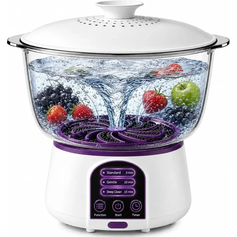Electric Fruit Washer, Vegetable Cleaner, Produce Washer, 3.8L Purple