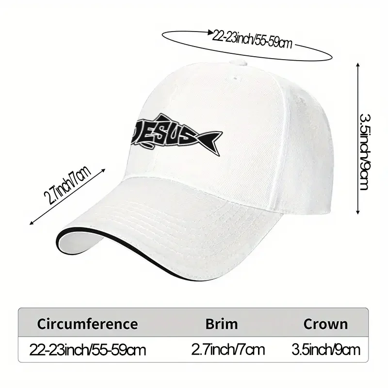 Jesus Fish Christian Graffiti Baseball Cap Polyester Adjustable Street Style Hat for Men Women view 2