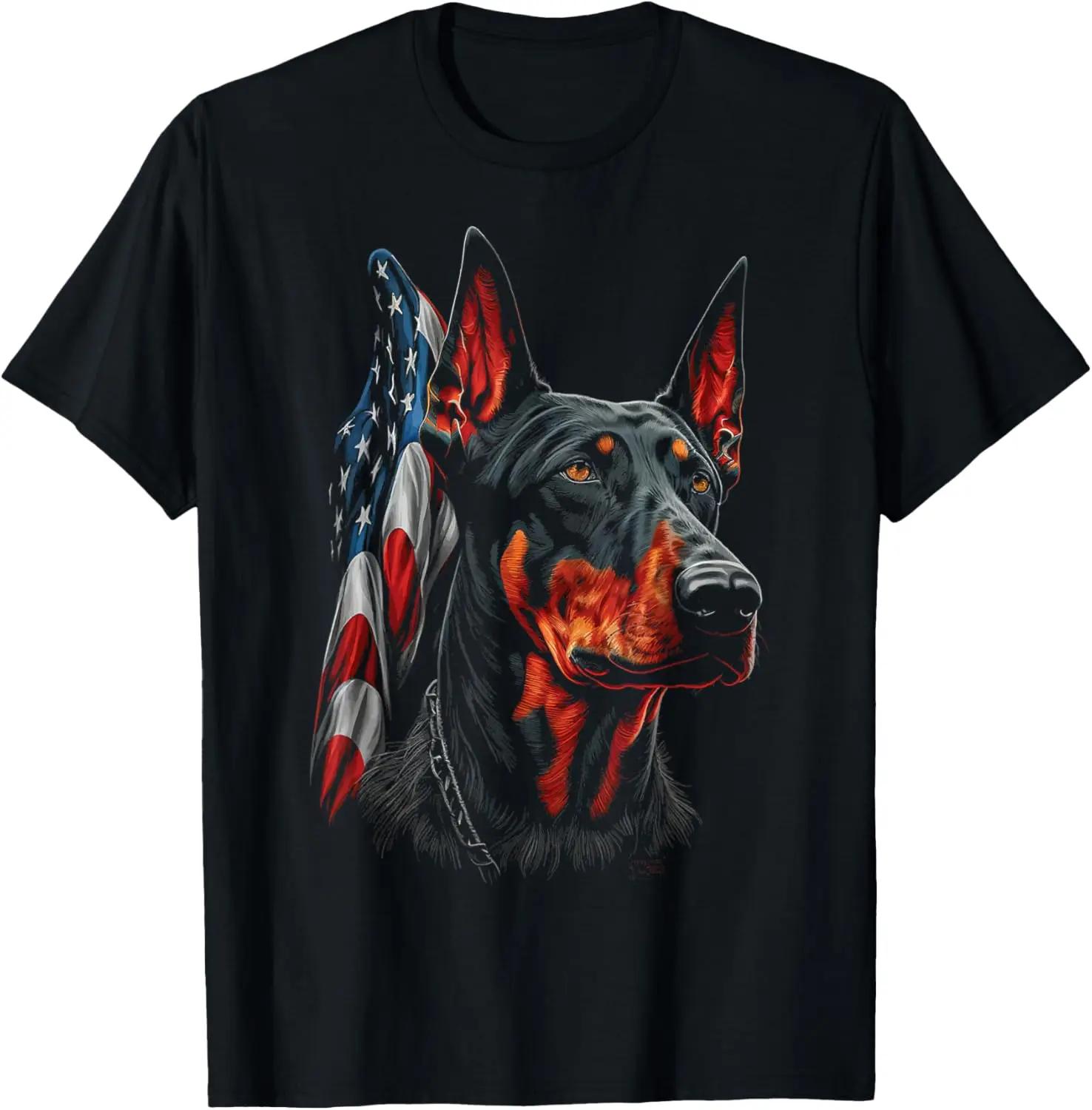 Kaos Doberman Patriotik Bendera AS Doberman Pinscher