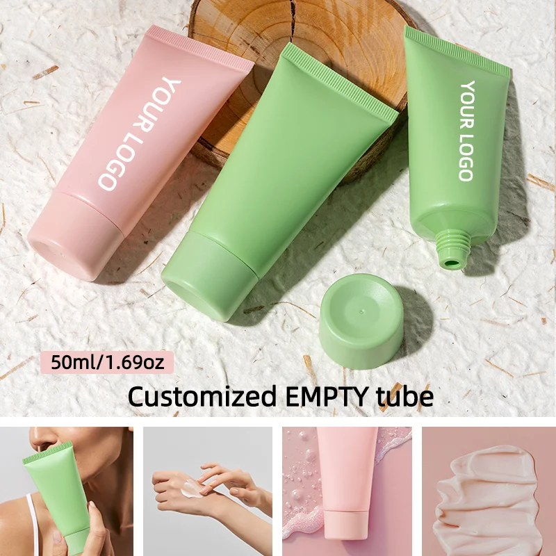 【Logo Custom】50Pcs 50ml Screw Lid Extruded Tube Available in Pink Green Color Can Be Customized for Factory Wholesale