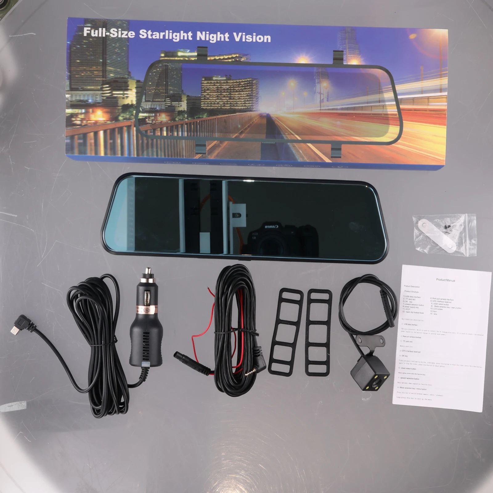 Podofo 9,66'' Dashcam 1080P Dual-Objektiv Auto-DVR Mehrsprachiger Auto-Videorekorder mit 480P Rückfahrkamera 150° ° Breiter Betrachtungswinkel – Detail 7
