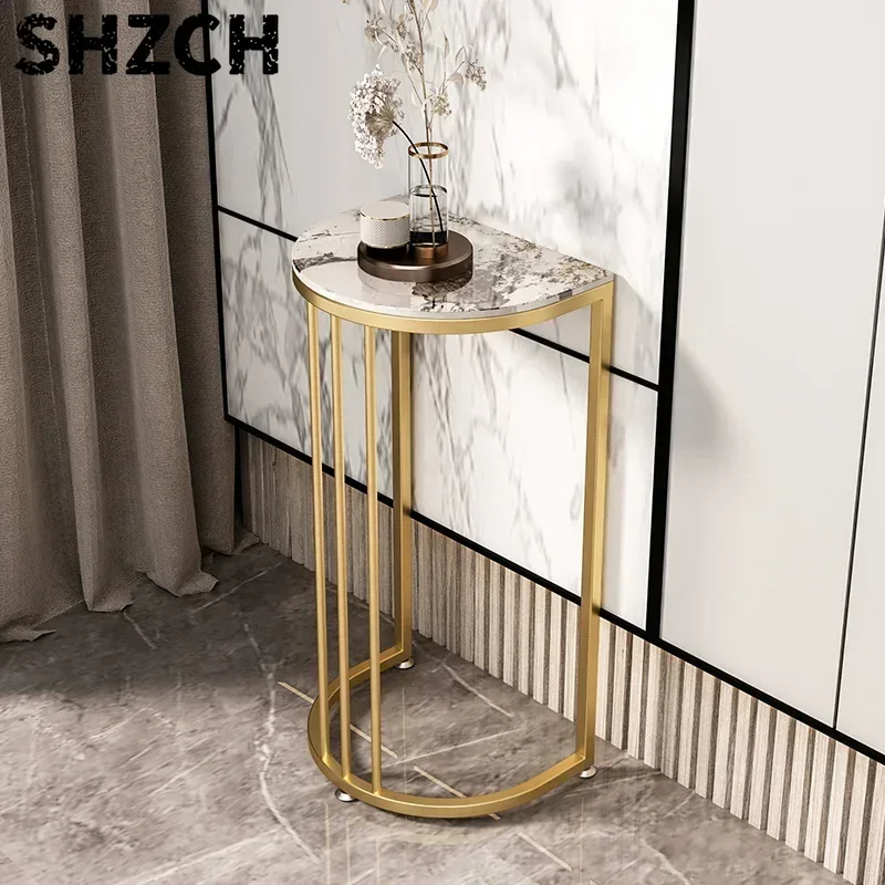Multi-functional Living Room Side Table Porch Half Round Flower Rack Indoor Perfect for Elevating Home Decor and Plant Display