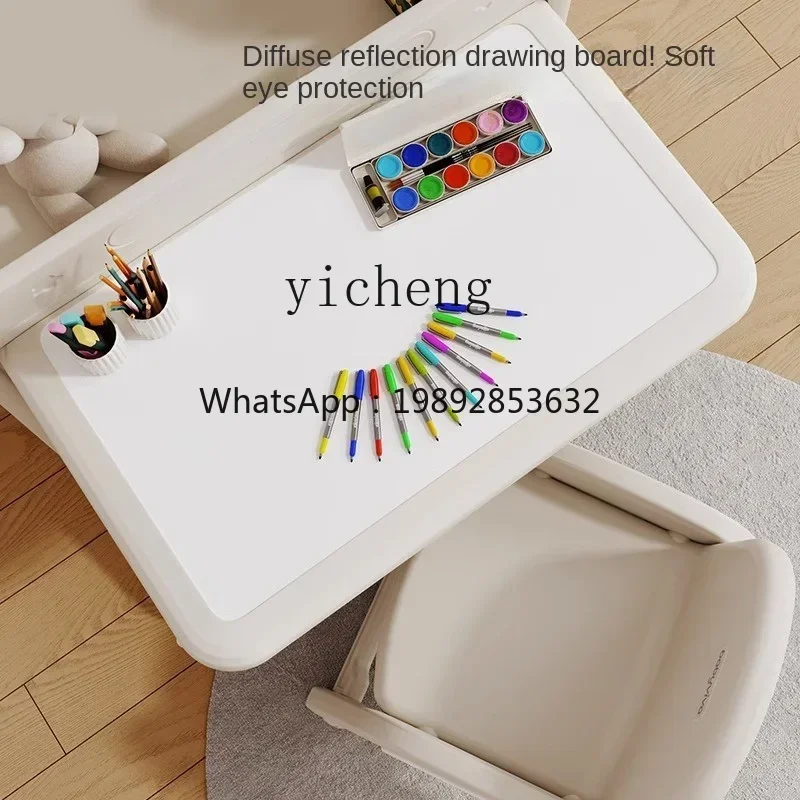 Children's Learning Table and Chair Suit Foldable Baby for Kindergarten Toy Table Draw and Write