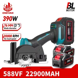 ONEVAN 3Inch Brushless Electric Angle Grinder 800W Electric Circular Saw Cutting Polishing Tool For Makita 18V Battery Pin