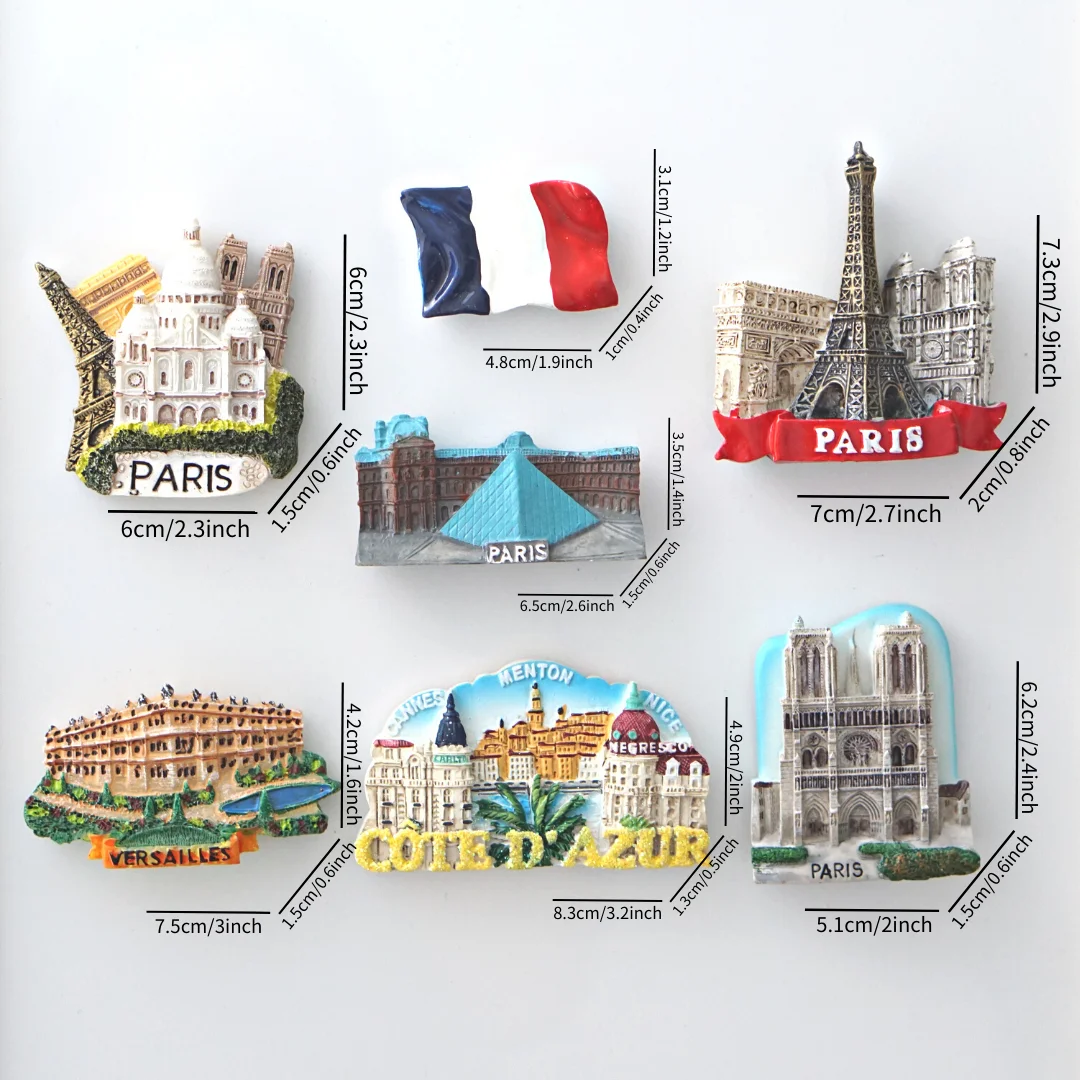 1 pcs, France Fridge Magnets, Paris Tower Versailles Cote d\'Azur Notre Dame Louvre Modeling Refrigerator Stickers, France Travel