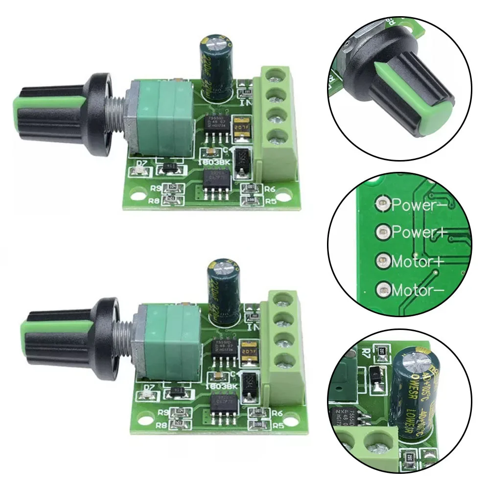 2pcs 1.8v 3v 5v 6v 12v DC Motor Speed Regulator PWM Motor Speed Controller 2A Low Voltage DC LED Dimmer With Switch Function