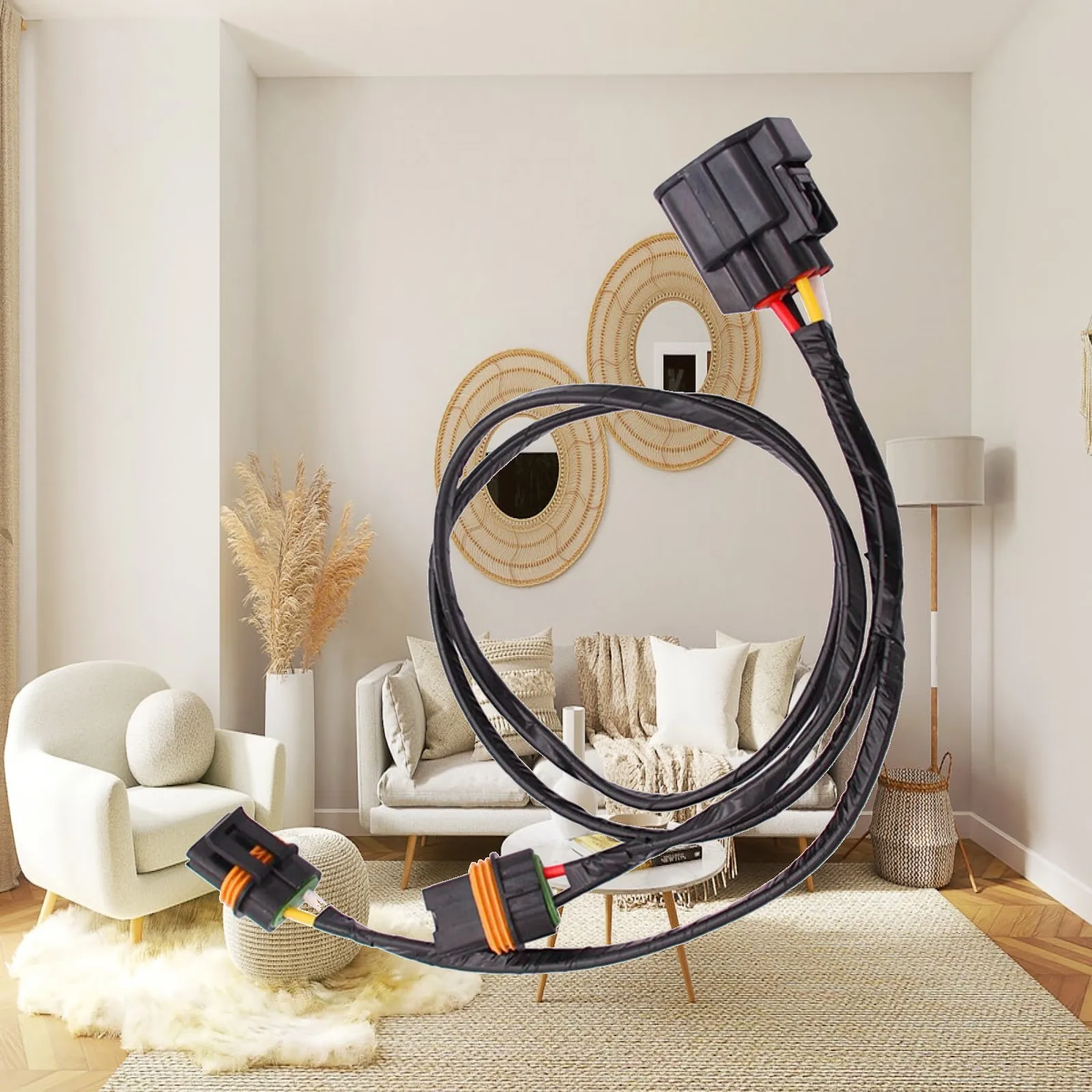 Radiator Cooling Fan Motor Wire Harness Durable PVC Black Accessories for Car Engine Fan Replacement Wiring Installation
