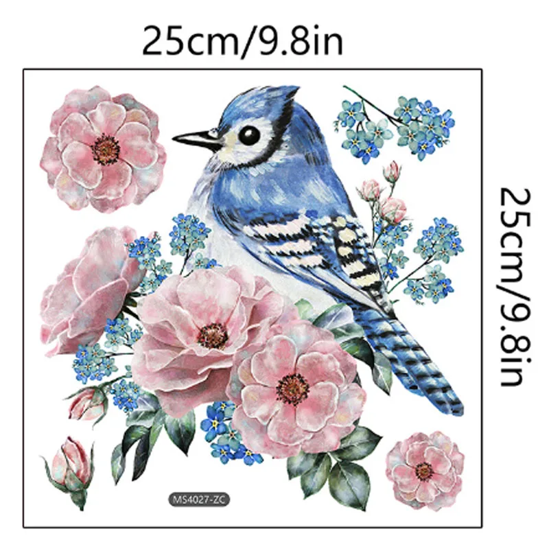 Plants Flowers Birds Wall Stickers Window Glass Toilet Sticker Bathroom Decorat Self-adhesive Removable Waterproof Antifouling