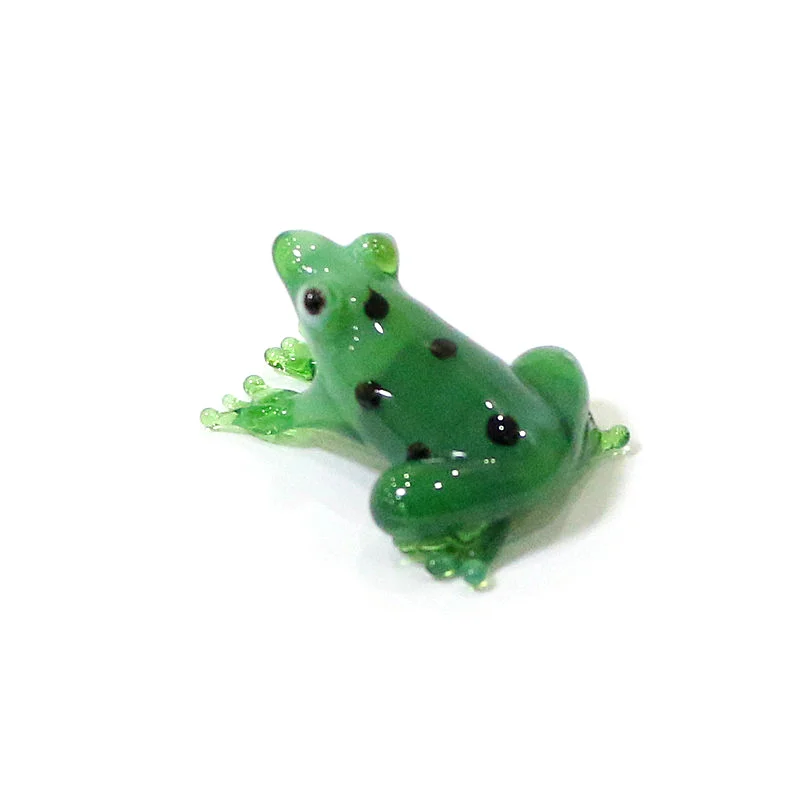 2 Stück Bunte Mini-Glas-Tierfiguren Niedliche Frosch-Miniatur-Statuen Ornamente für Zuhause Tischdekoration Feengarten Bonsai Deko-Zubehör – Detail 28