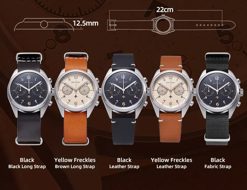 Baltany Retro Military Pilot Herrenuhr S5044 Luxus-Quarz-Chronograph im Air Force-Stil, Stoppuhr, für Herren, Sport, Outdoor, Freizeit, Alltag – Detail 2