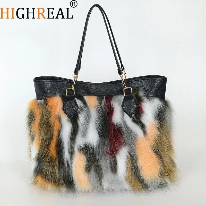 

Luxury Female Leopard Big Design Plush Underarm Bag for Women Winter Faux Furry Shoulder Bags Female Furry Dinner Purse Handbags