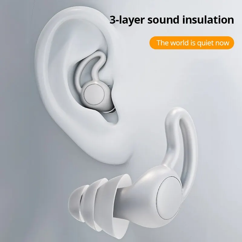 Soundproof Earplugs Three Layer White Silicone Earplugs Waterproof Swimming Earplugs Sleep Noise Reduction