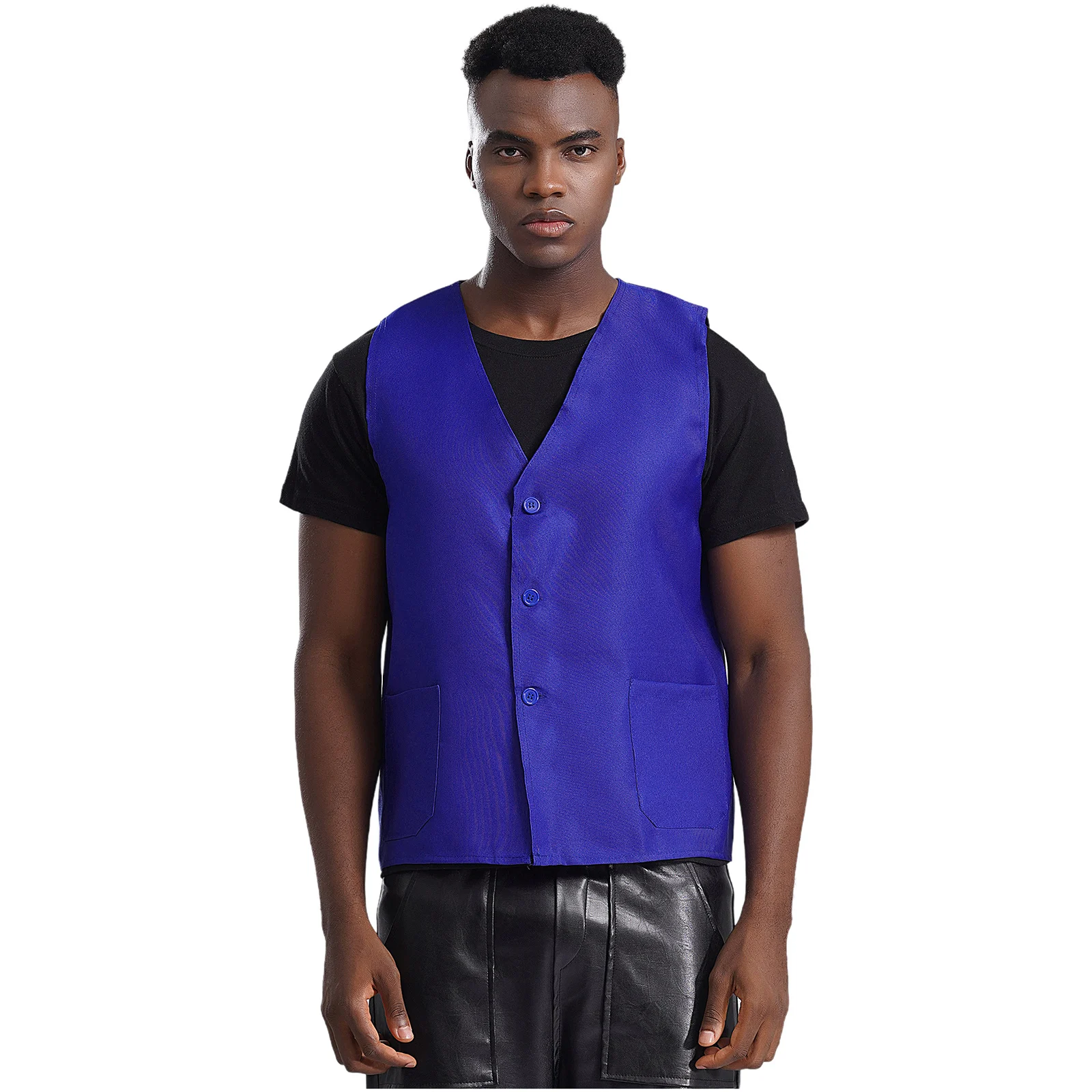 Men Formal Waistcoat Unisex Noticeable Bright Colors Vest Volunteer Activities Coat Advertisement Publicizing 2 Pocket Crop Top