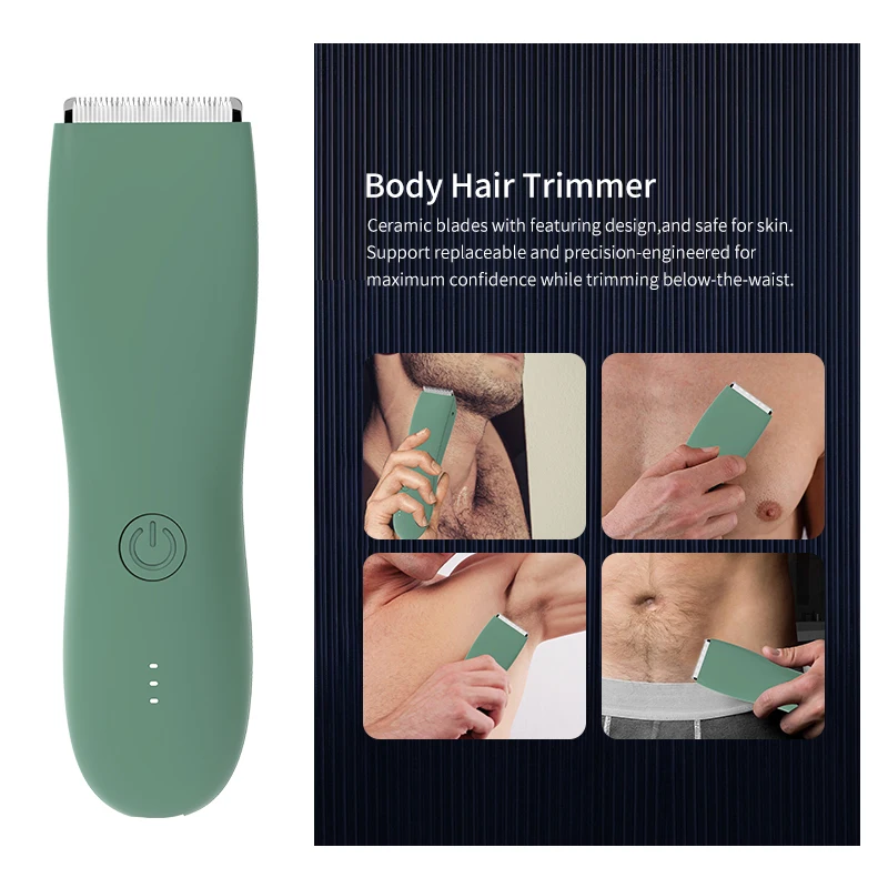 Body Hair Trimmer Shaver for Men Ball Trimmer for Groin Pubic Replaceable Ceramic Blade Groomer Electric Razor Waterproof Clippe