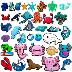 Encantos da sapata para decoração, coleção animal do mar, baleia, tubarão, tamancos, sandálias, acessórios da sapata, presentes para amigos