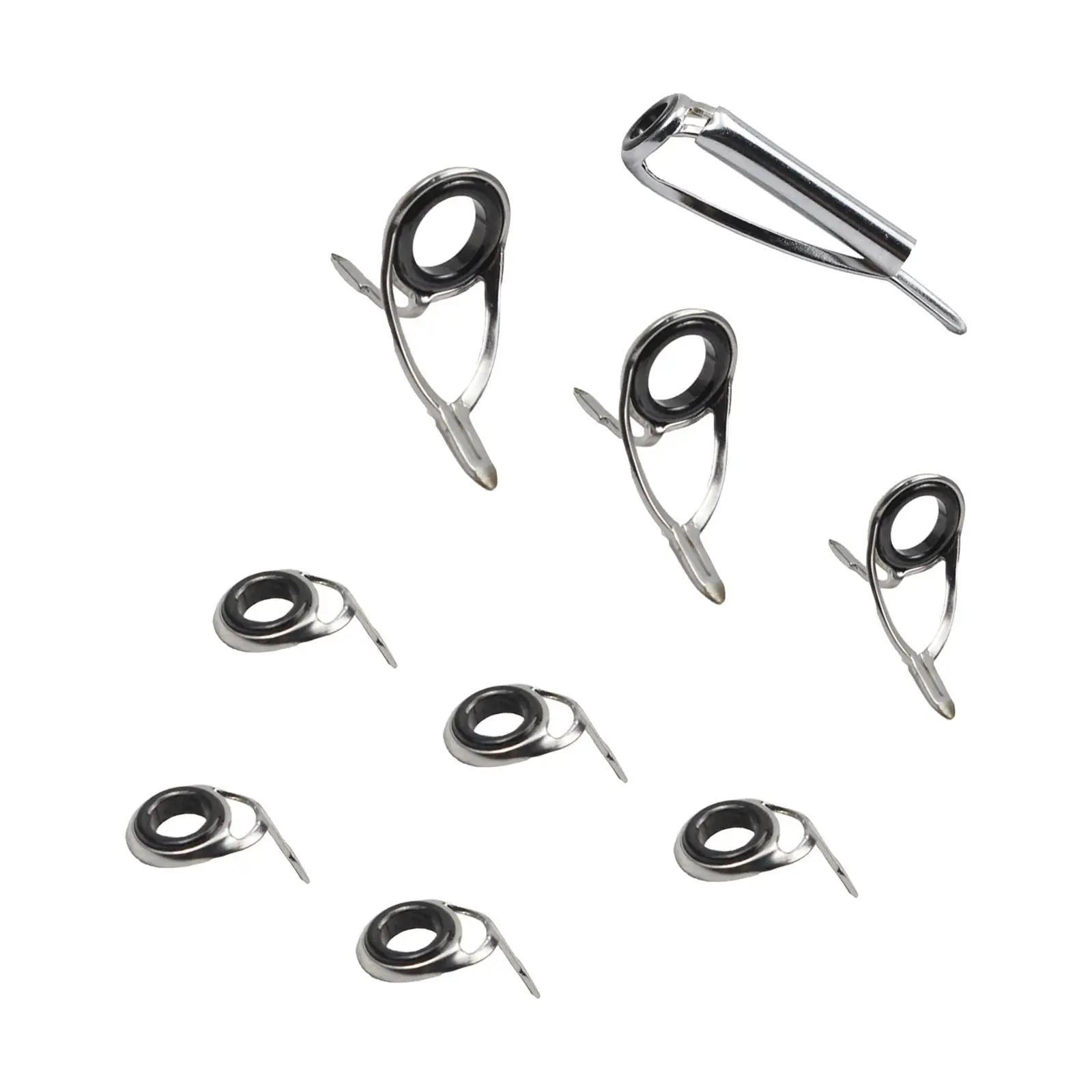 Fishing Rod Repair Sturdy Guides Replacement Durable Guide Rings Stainless Steel Fishing Rod Guides Tips Set for Rod Rebuilding