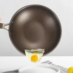 Titanium Stainless steel Wok Frying Pan Nonstick Pot Uncoated Home Kitchen Cookware Skillet Induction Gas stove Special Saucepan