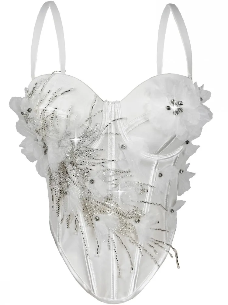 Rhinestones Female Corset Top Women Camis Nightclub Fishbone Short Chest Binder Sexy Camisole Mujer Lingerie Tube Bra Debardeur