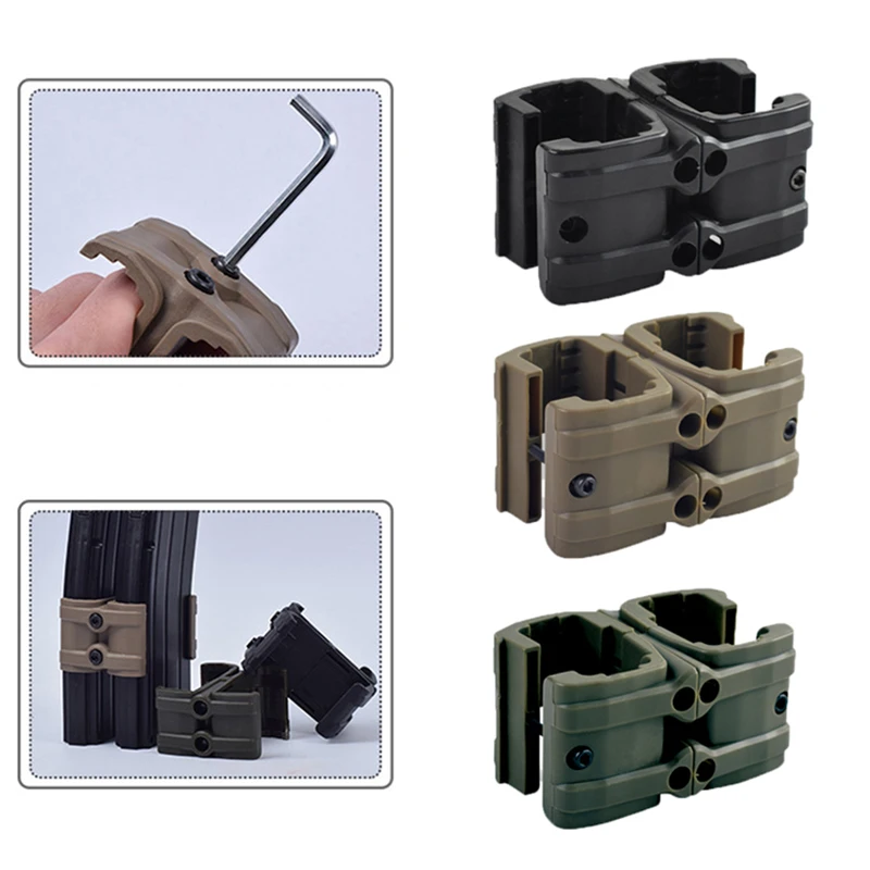 Tactical M4 Dual Magazine Coupler Holder Clip Pouch for AR15 M4 MAG59 Airsoft Mag Connector Clamp Parallel Link for Shooting