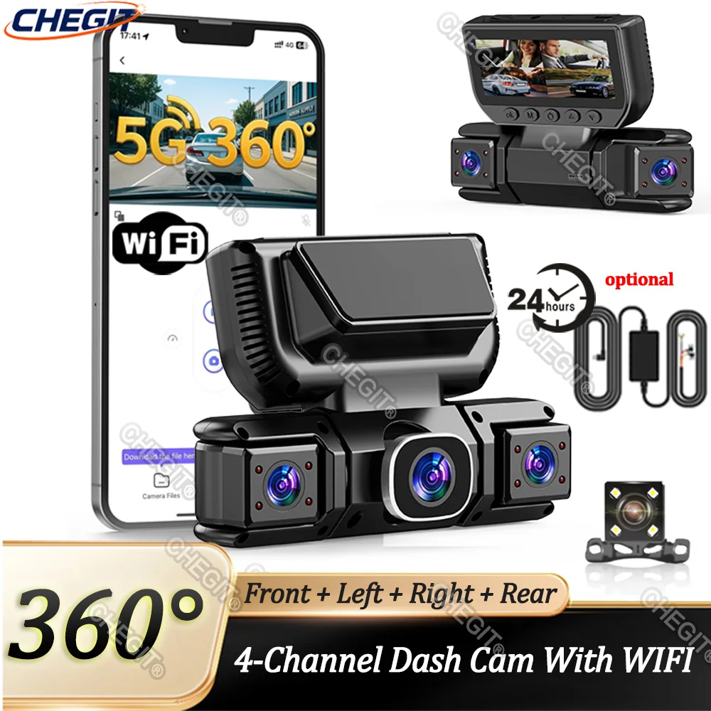 

New 360 Degree 4Channel Car Dvr 1080P Video Recorder WiFi APP Dashcam 24h Parking Monitor With Rear View Camera Car Recorder