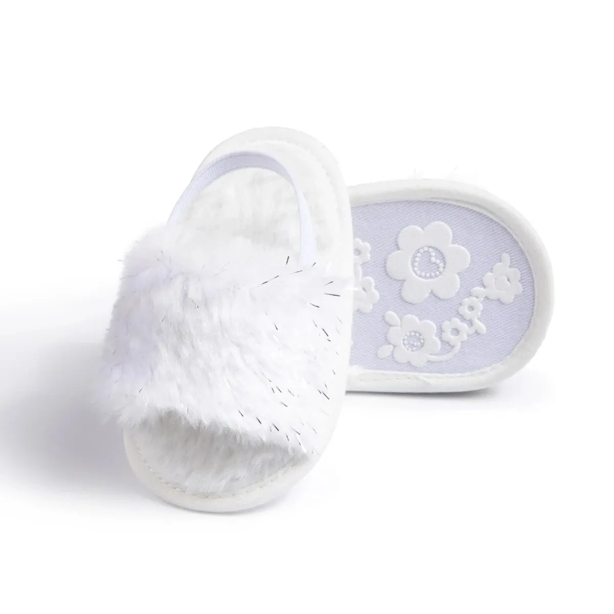 Meckior Baby Boys Girls sandali Fluffy Baby Shoes neonato Cotton Soft Sole antiscivolo Toddler First Walkers pantofole per bambini Indoor