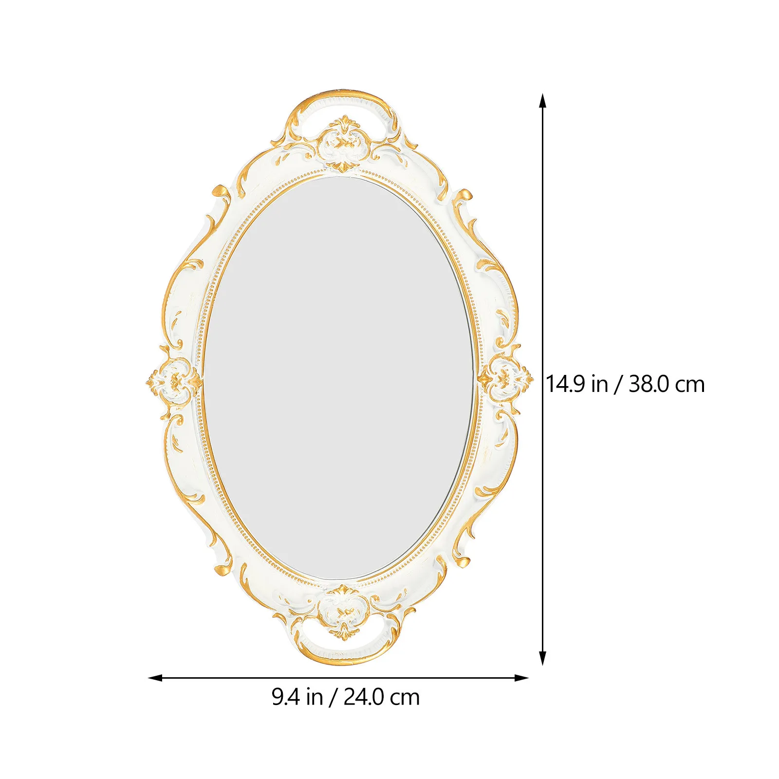 

Exquisite Vintage Mirror Tray Decorative Jewelry Organizer Makeup Tray Oval Mirror Plate Elegant Storage Dish for Home Office