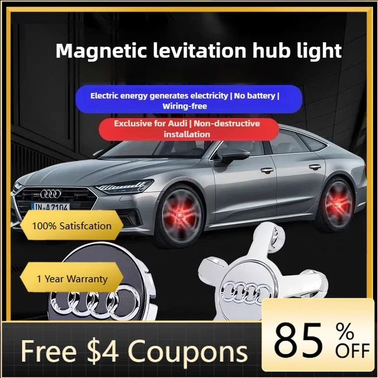 

New Car Sticker For Audi 4pcs AUDI 60mm 69mm Hub Led Lights Cap Car Floating Illumination Wheel Center Covers Caps For AUDI A3 A