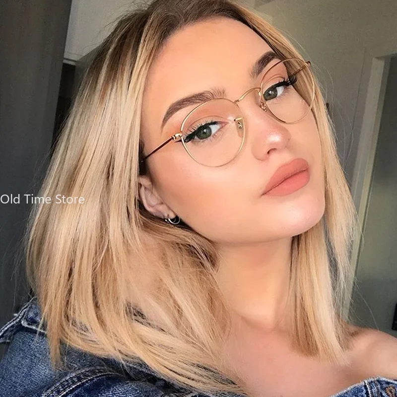 New Vintage Round Glasses Frame Women Metal Small Circle Shape Eyewear Clear Optical Eyeglasses Transparent Lens Spectacle Gafas