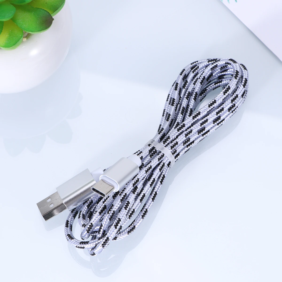 

2M Fast Charging Usb Nylon Braided Data Sync Cord For Smartphones Tablets Type C Devices Compatible Tiger