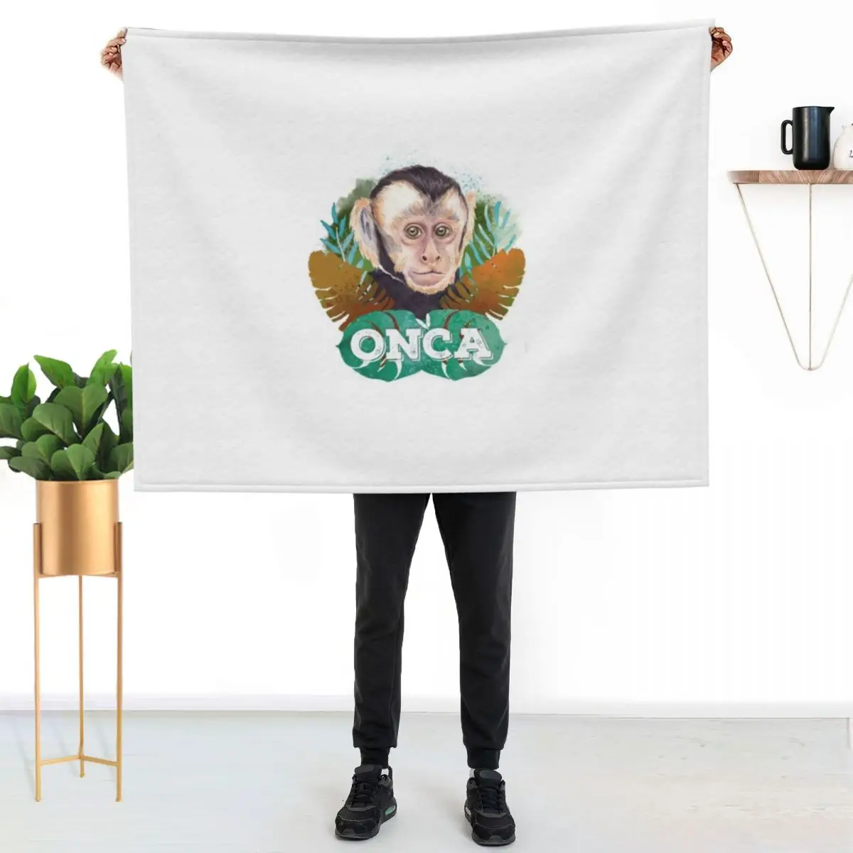 

Amuya the nasturtium monkey Throw Blanket Men's Soft Warm Throw Blanket for Couch