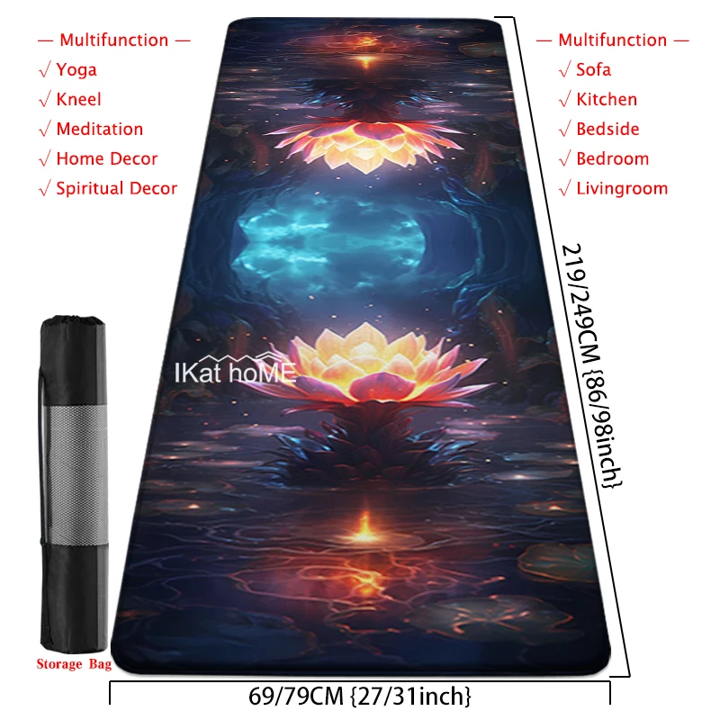 Magical Psychedelic Lotus Carpet Yoga Meditation Mat Bedroom Bedside Spiritual Healing Kneeling Buddha Rug Kitchen Home Decor