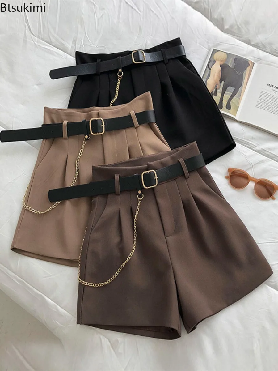 Women Summer Temperament with Belt Versatile Shorts New Casual Comfortable Suit Shorts Korean Version Slimming Outerwear Bottoms