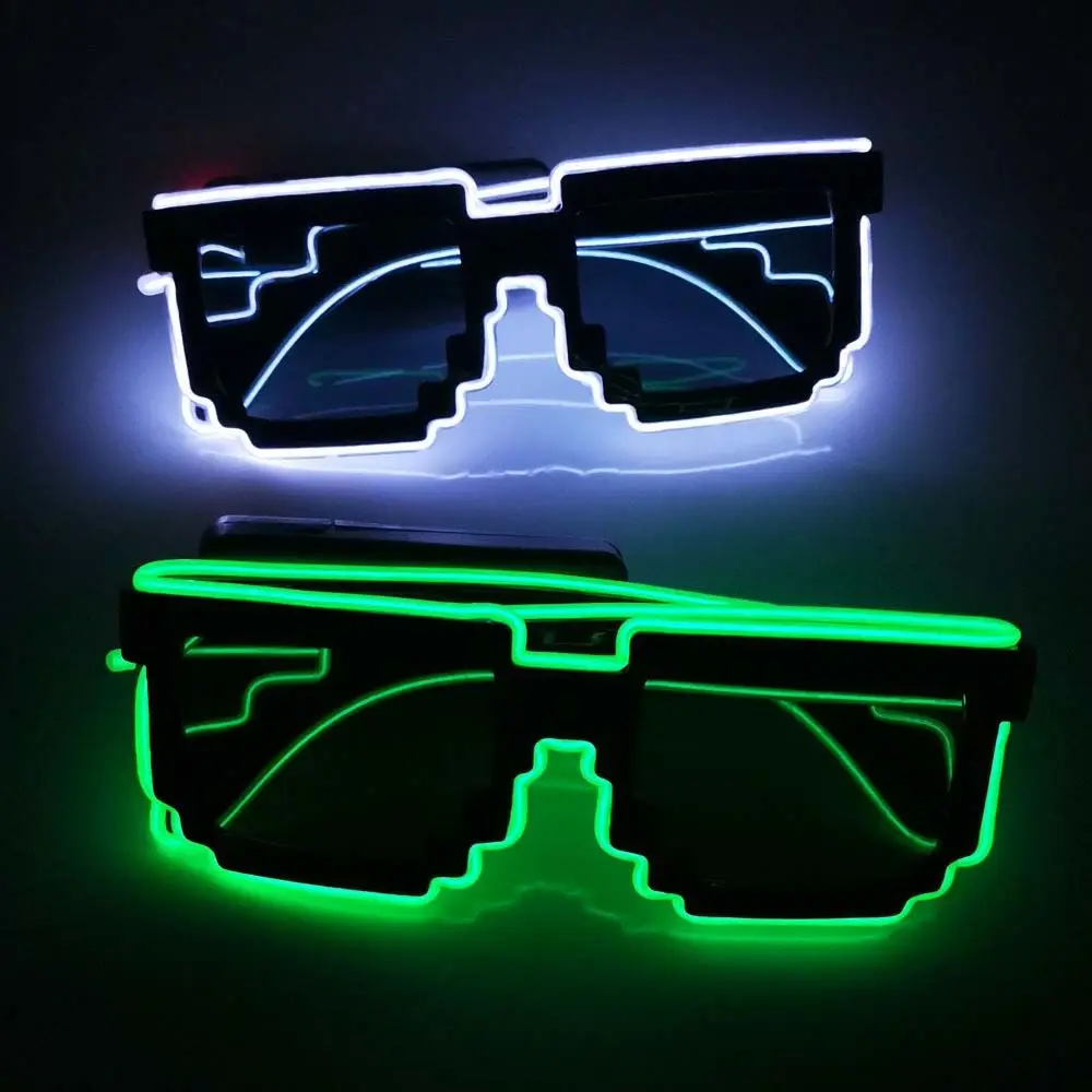 Bar Supplies Halloween Eyeglass Party Supplies Glowing Sunglasses LED Luminous Glasses Mosaic Glasses Led Light up Glasses