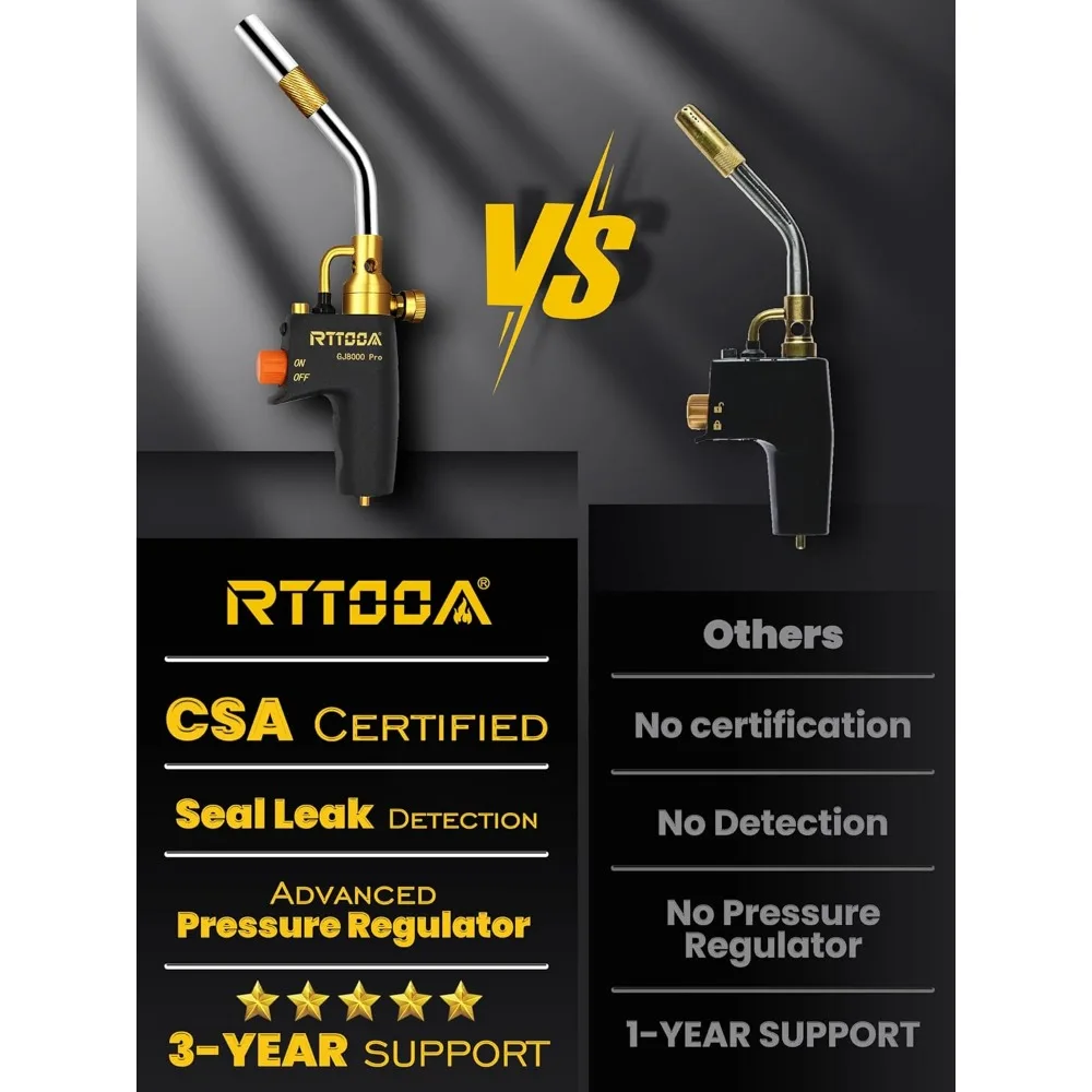 Testa della torcia a propano ad alta intensità con avviamento a grilletto, fiamma a matita per saldatura, saldatura e cottura - Certificato CSA