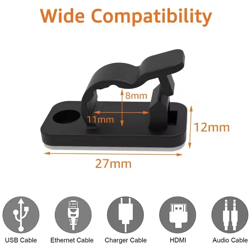 Self Adhesive Cable Clips Cord Management Wire Organizers Desk Tidy Clamp for Home Office Car Cable Manager
