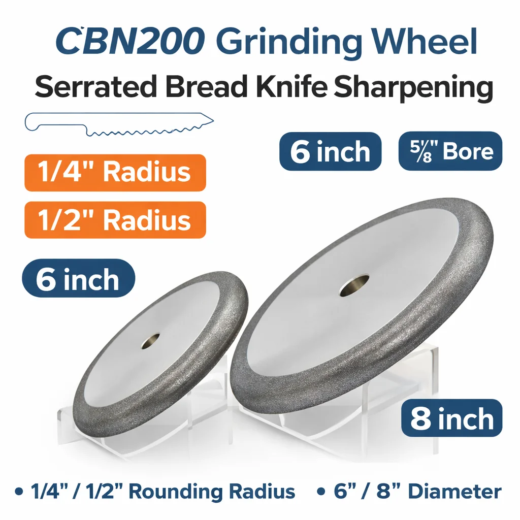 

CBN200 Bread Knife Serration 150mm 200mm Knife Sharpening Disc