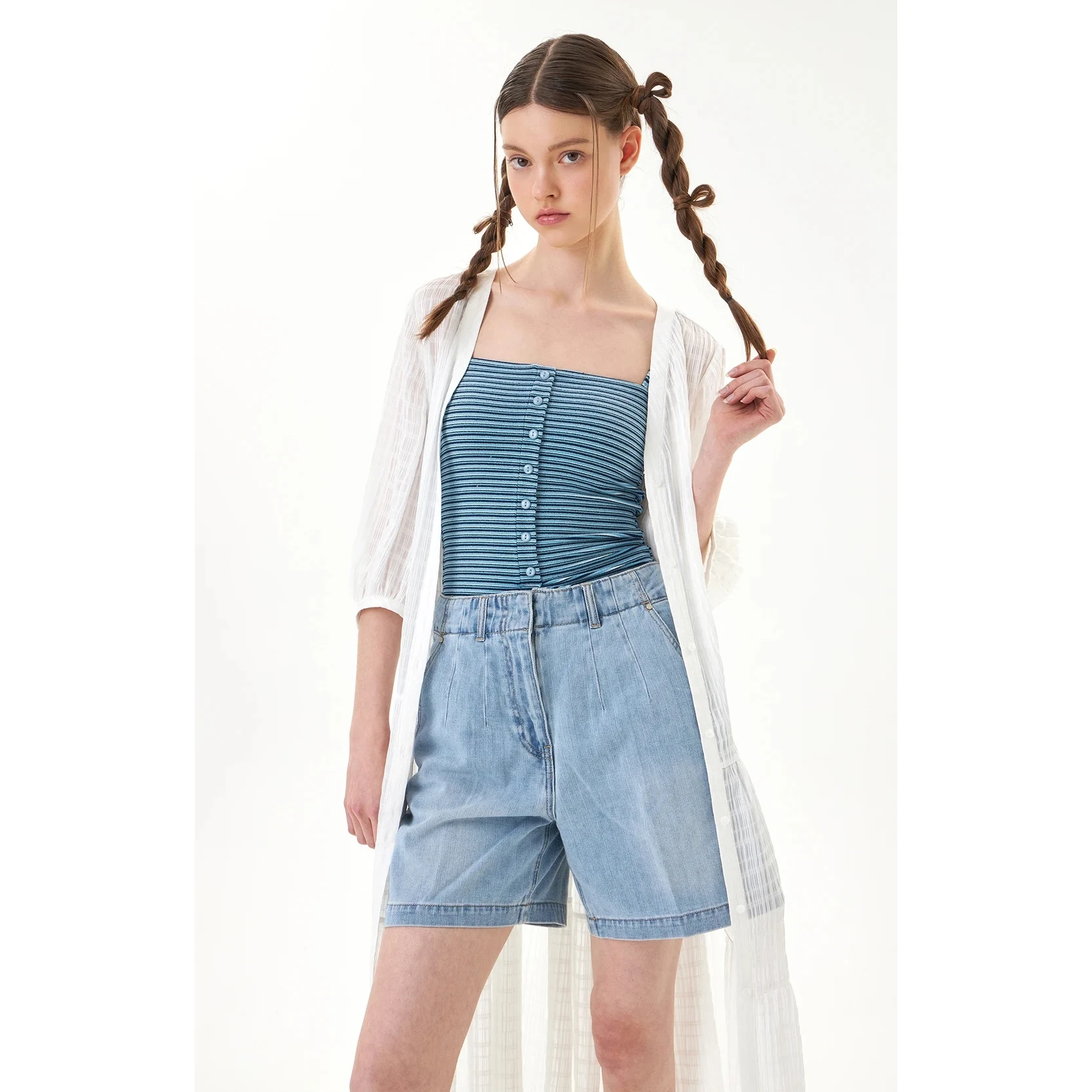 

Mimifa Pure Original 25 New See-tough Lightweight Versatile Long Open Cardigan Breathable Comfortable Women's irt