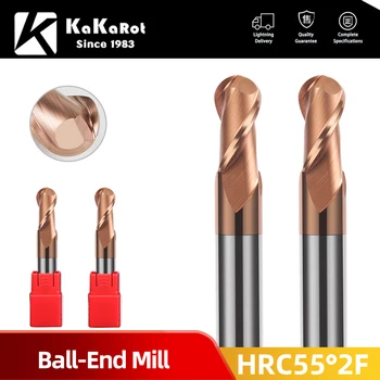 HRC55 2 Flöten Hartmetall-Kugelkopffräser R0,5 R1 R2 R3 R4 R5 R6 Wolframkobaltlegierung Schaftfräser Metarfräser Fräser Fräser
