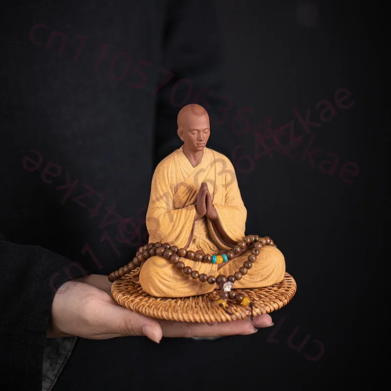 Purple Clay Little Monk Purple Clay Little Monk Sculptures And Figurines Home Room Office Table Decoration And Accessories
