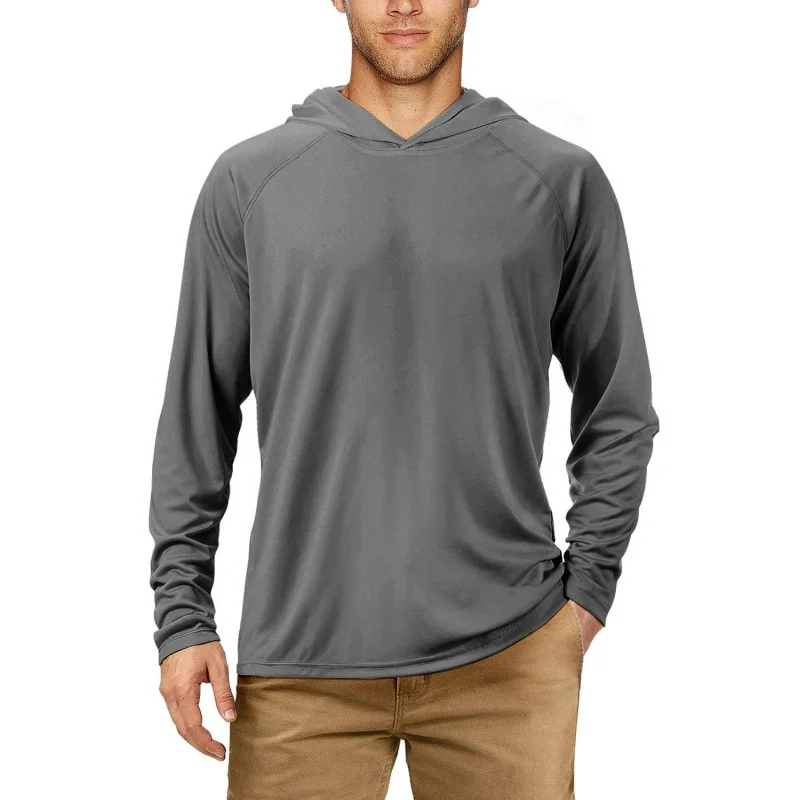 Fishing Suit Summer Long Sleeve Hooded Slim Fit UV Protection Clothing For Men Outdoor Hiking Mountaineering Skin Clothing