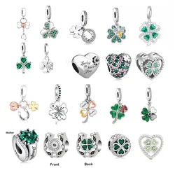 FC Jewelry Fit Original Charm Bracelet 925 Silver Irish Shamrock Clover Faith Bead For Making Women St Patricks Berloque DIY