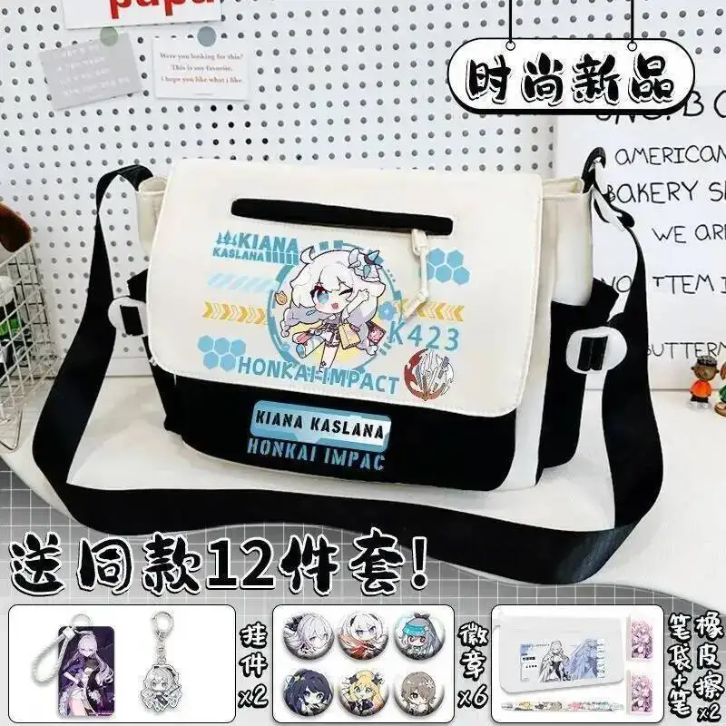 Anime Game 2025 Honkai Impact 3 Cos Bronya Raiden Mei Kiana Etc. Unisex Flip-Top Campus Tutoring Bag Gift