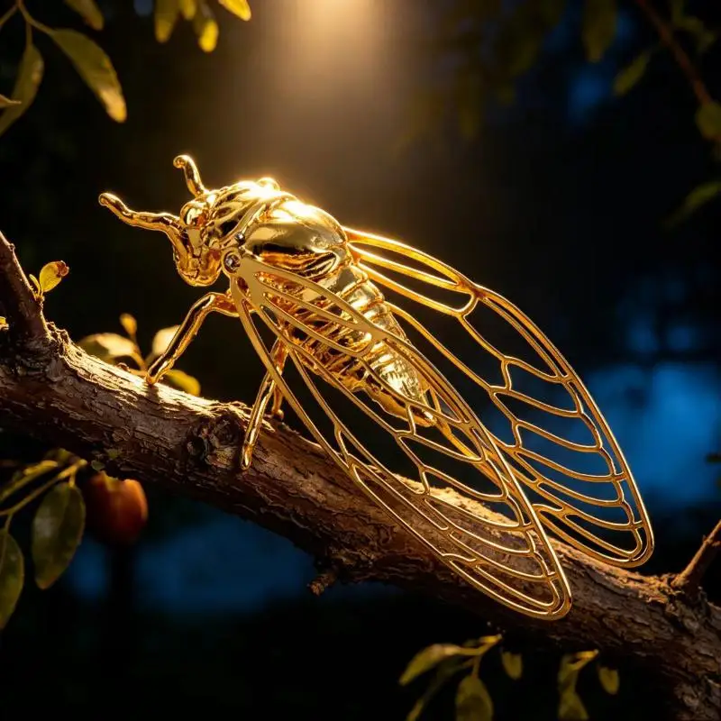 Hot Sale Creative Exquisite Cicada Figurine Mini Hollowed-out Alloy Animal Statue Retro Anti-rust Desktop Small Ornament Gift