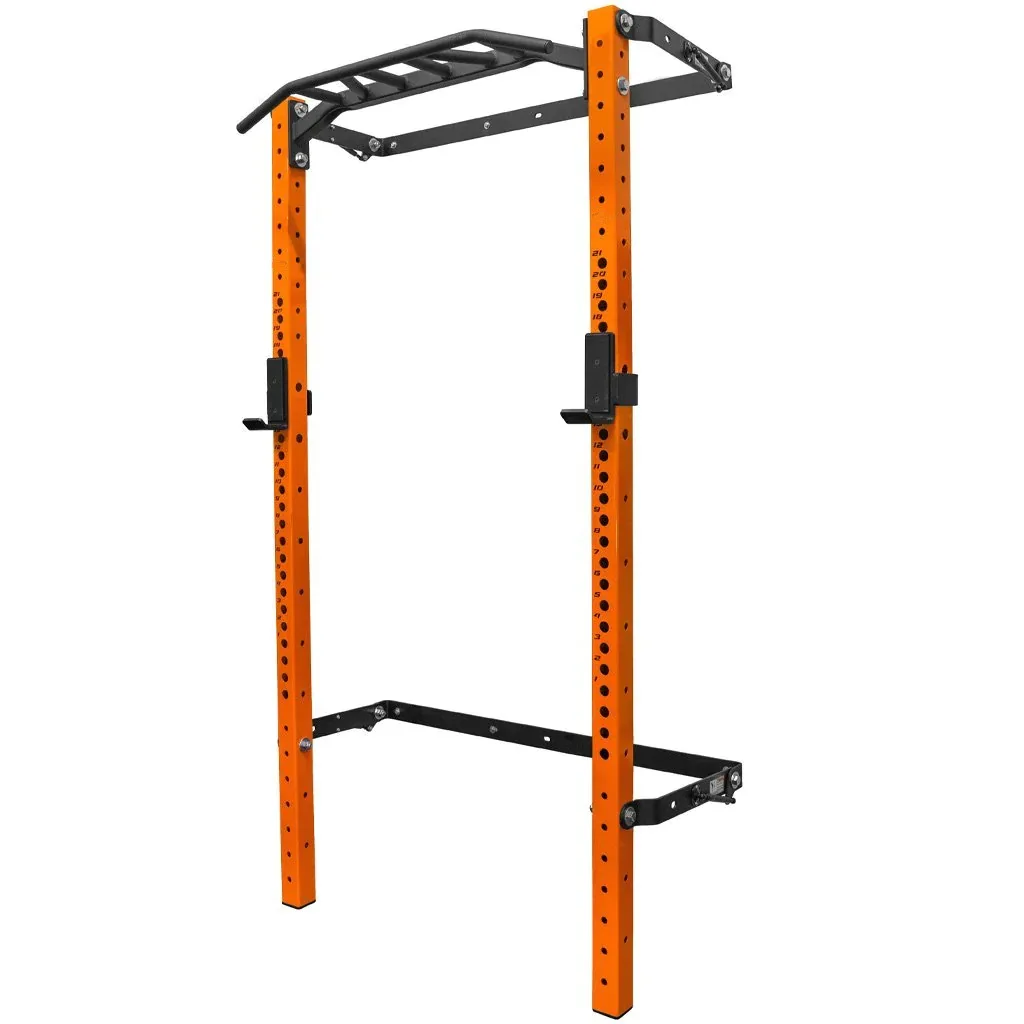 

Space Saving Home Gym Fitness Equipment Wall Folding Back Wall Mount Squat Rack with Pull up Bar