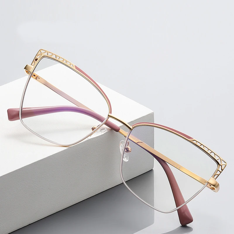 

Fashion Cat Eye Optical Frame Brand Design Women Eyeglasses Customized Prescription Anti-blue Light Prescription Glasses 3106