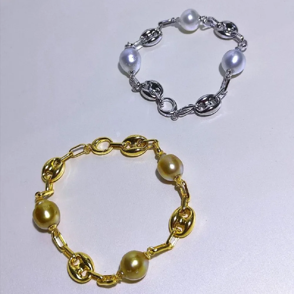 

Fashion bracelet AAAA9-10mm natural South Sea pearl bracelet 925s