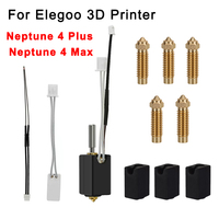 For Elegoo Npetune 4 Plus Hotend Kit Neptune 4 Max Print Head Hot End Thermistor Heating Tube 0.2/0.4/0.6/0.8/1.0mm Brass Nozzle