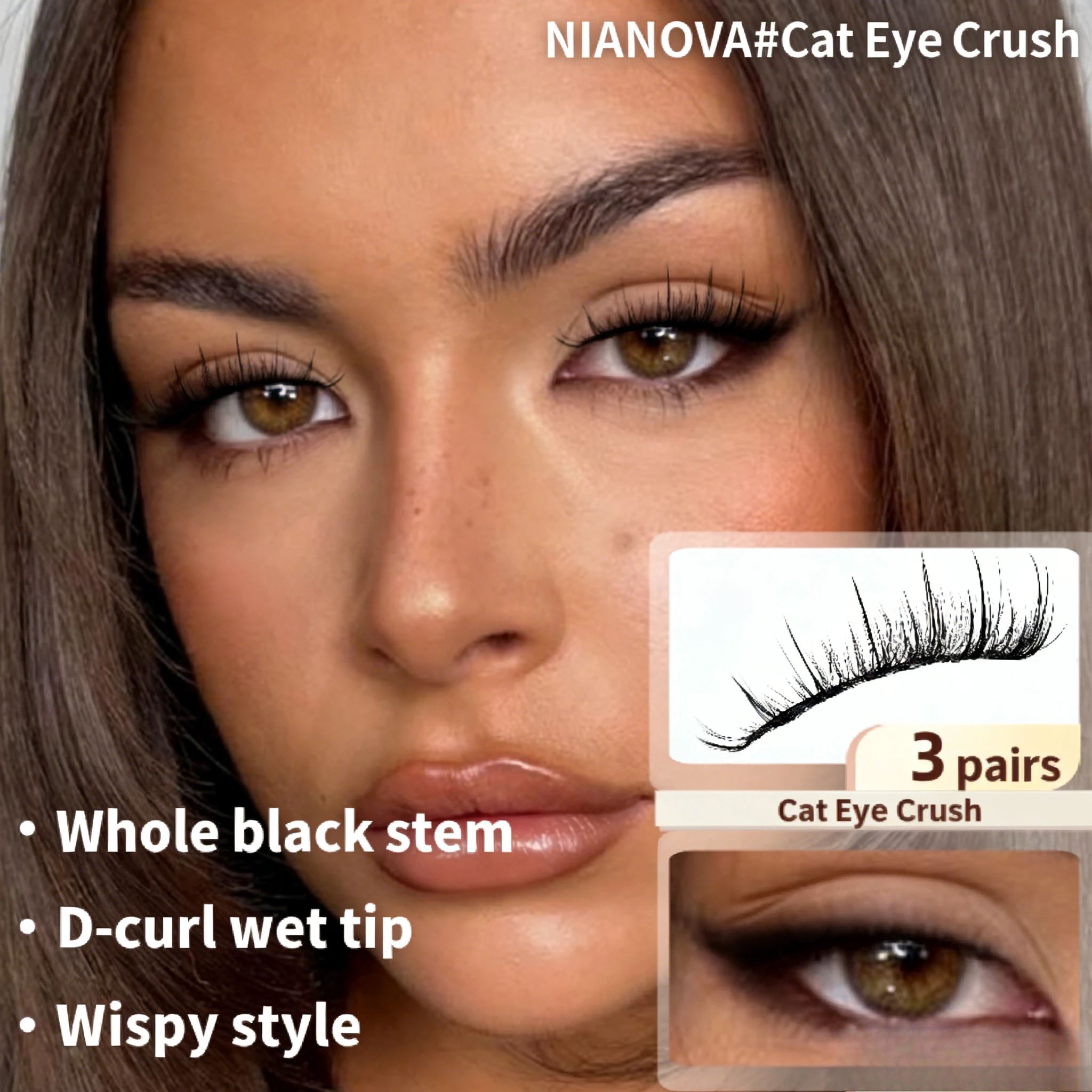 캣아이 속눈썹 자연스러운 긴 인조 속눈썹 코스프레 메이크업 크로스 스트립 속눈썹 수제 만화 속눈썹 랜덤 배포